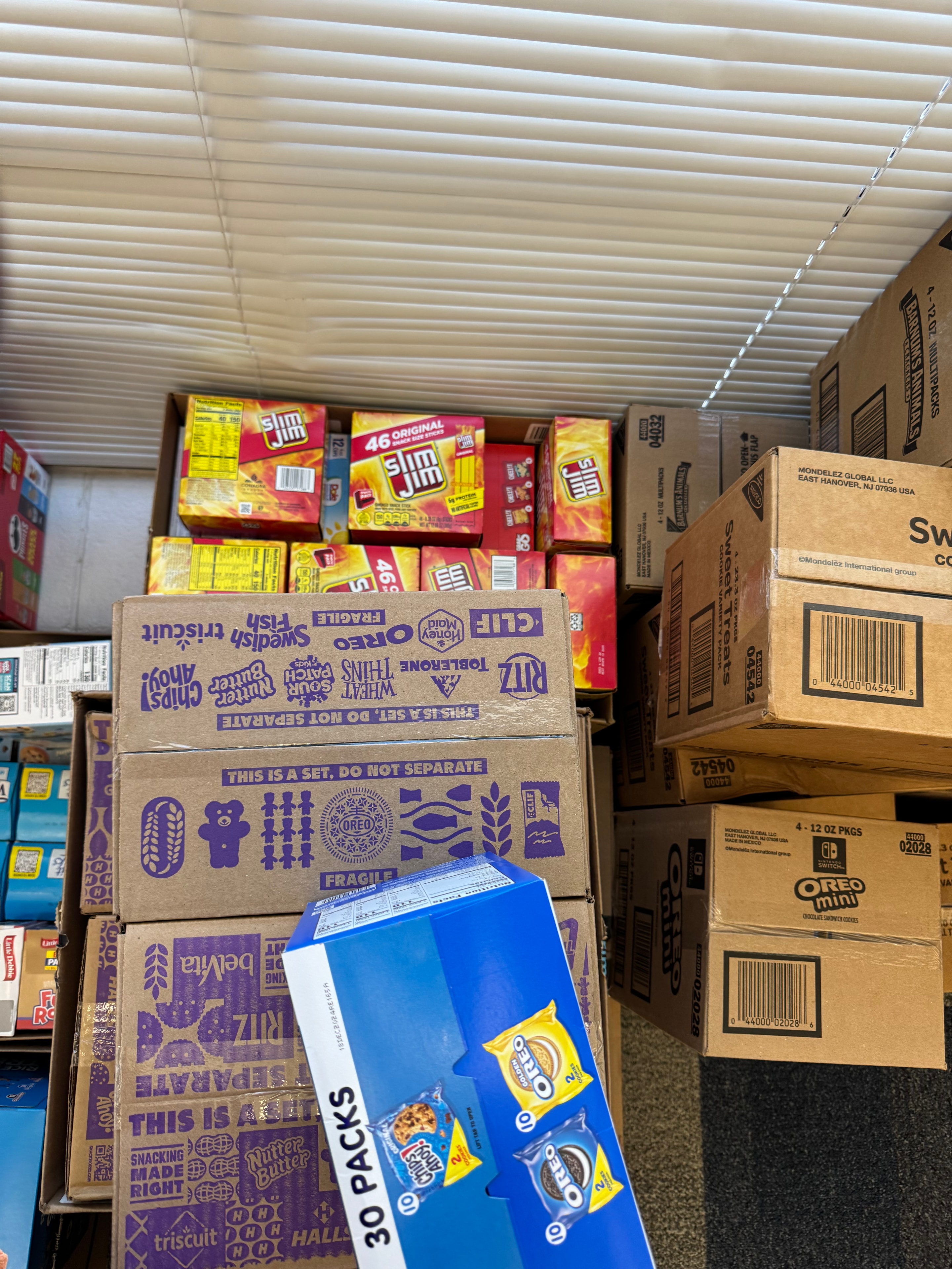 Apalachee snack donations — Slim Jims, Ritz, Oreos
